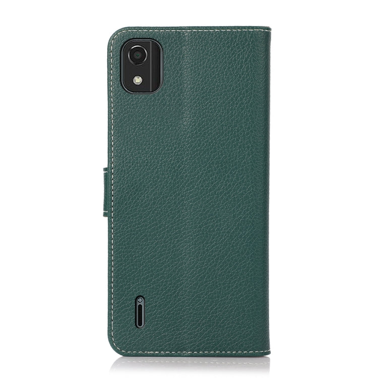 Green litchi-texture flip phone case with camera cutout
