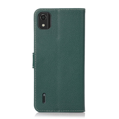 Green litchi-texture flip phone case with camera cutout