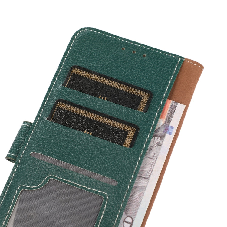 Green flip phone case interior with card slots and money pocket
