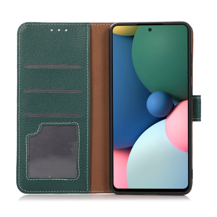 Green flip phone case interior with three card slots and ID pocket