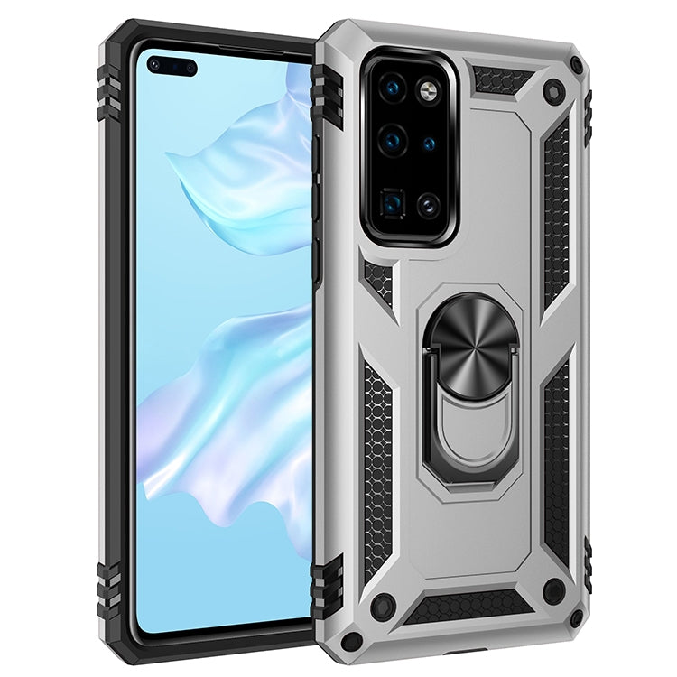 Shockproof protective phone case with rotating holder, light gray with black accents