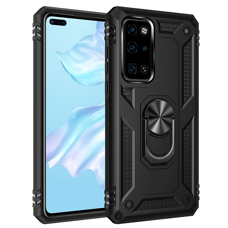 Shockproof protective phone case with rotating holder, black