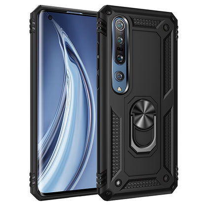 Shockproof protective phone case with rotating holder, matte black