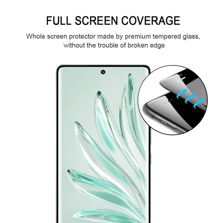 Tempered glass screen protector film aligned to a smartphone front screen