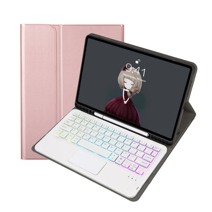 Lambskin-texture Bluetooth keyboard tablet case with folio stand, rose pink