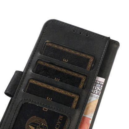 Close-up of black phone wallet case interior card slots and pocket