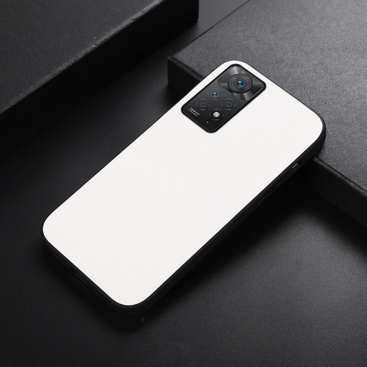 White textured PU phone case with camera cutout and shockproof edge protection