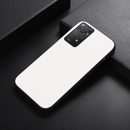 White textured PU phone case with camera cutout and shockproof edge protection