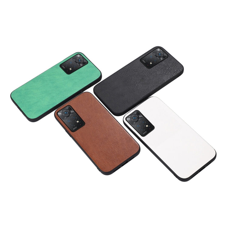 Textured PU phone cases in green, brown, black, and white with camera cutouts