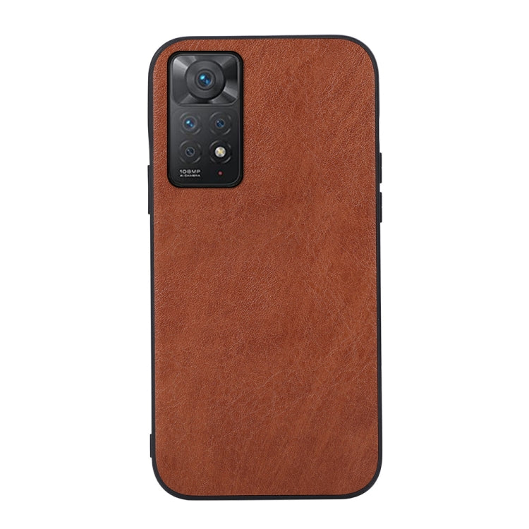 Brown textured PU shockproof phone case with raised camera cutout