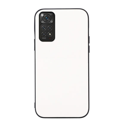 White PU shockproof phone case with textured look and camera module cover