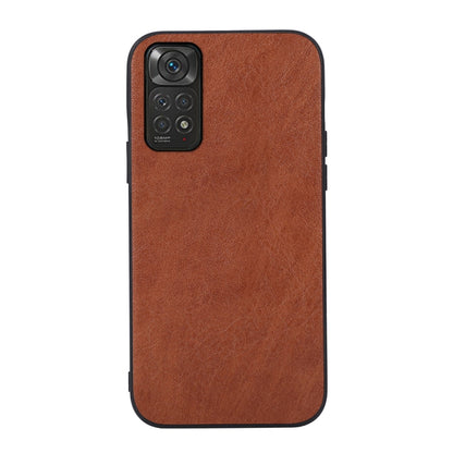 Brown textured PU shockproof phone case with camera cutout and raised edges