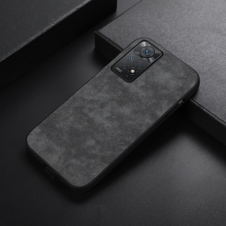 Black Morocco-texture PU phone case with protective edges and camera openings
