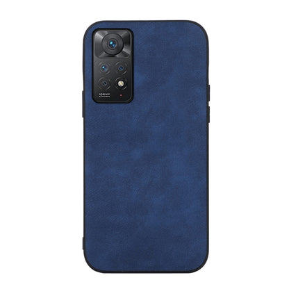 Blue Morocco-texture PU shockproof phone case with camera cutout