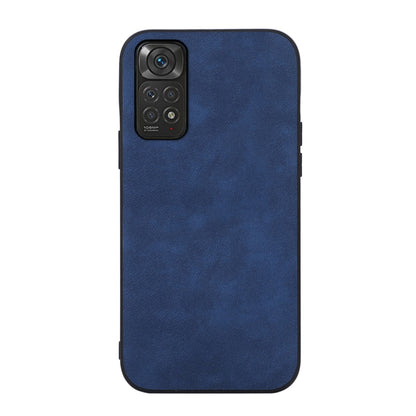 Blue Morocco-texture PU shockproof phone case, front view with camera cutout