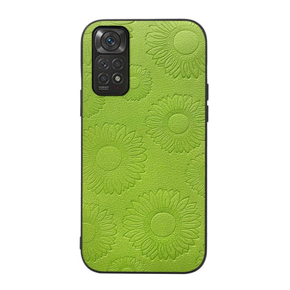 Light green sunflower embossed PU phone case with camera cutout for Xiaomi phone