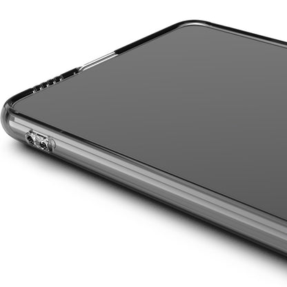Transparent TPU phone case with raised lip and side button openings