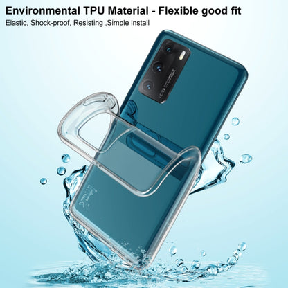 Transparent TPU phone case with flexible bumper around a teal phone