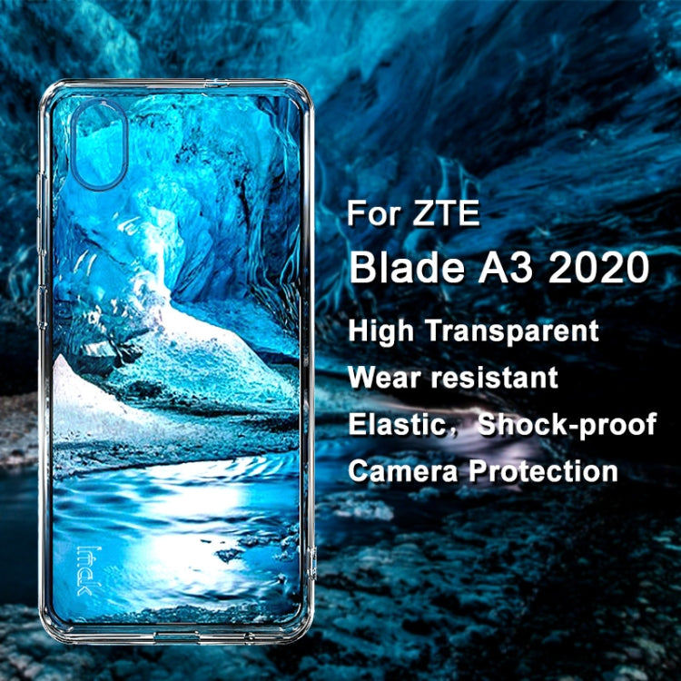Clear TPU shockproof phone case with camera protection on a blue phone