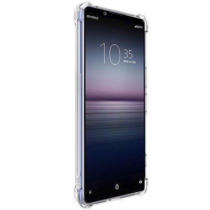 Clear TPU shockproof phone case covering corners and side buttons