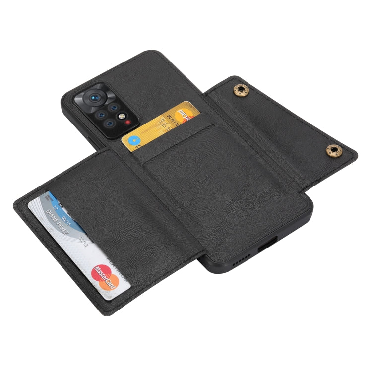 Black magnetic wallet phone case with card slots, card compartments visible