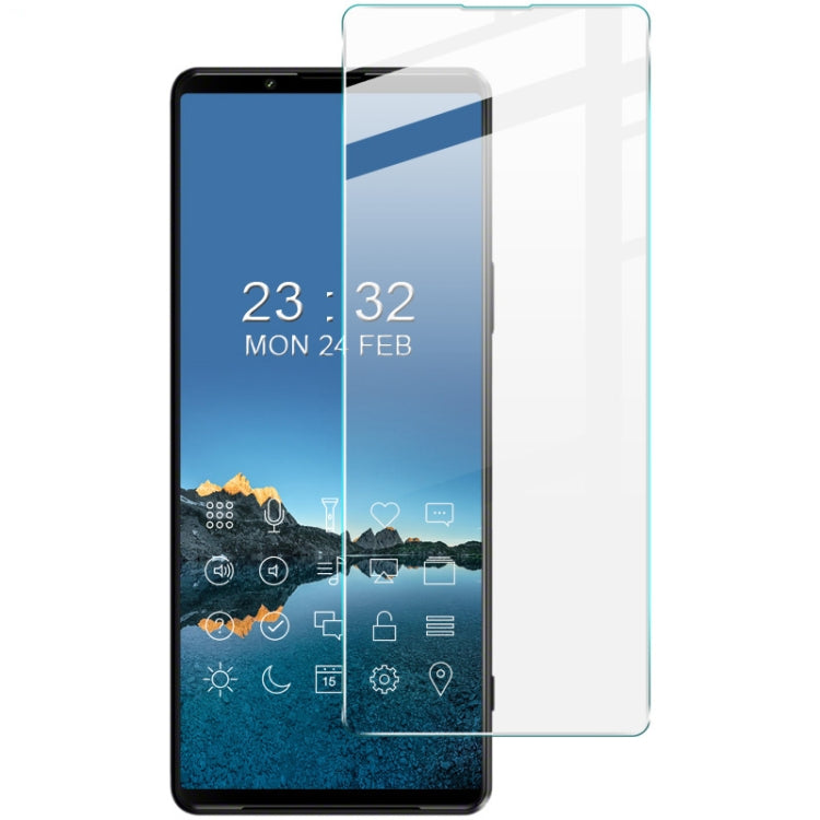 Tempered glass screen protector set on smartphone screen, clear front