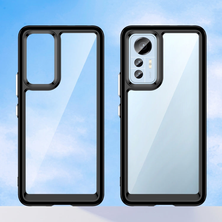 Shockproof TPU phone case for Xiaomi 12 Lite, black frame, clear back