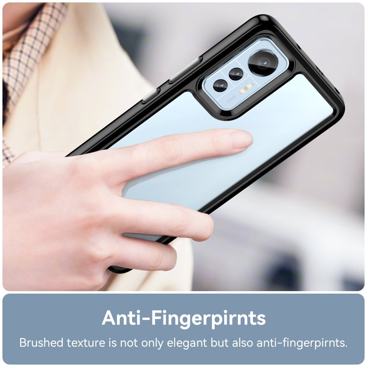 Shockproof TPU phone case for Xiaomi 12 Lite, black frame with clear back