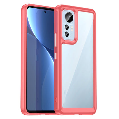 Shockproof TPU phone case for Xiaomi 12 Lite, red frame with clear back