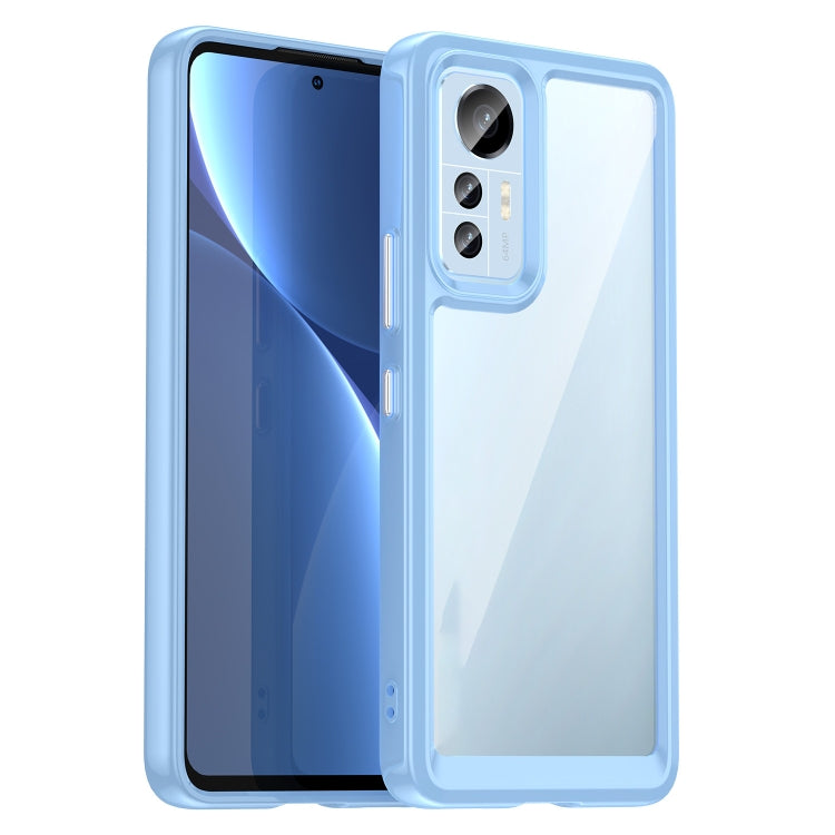Shockproof TPU phone case for Xiaomi 12 Lite, blue frame with clear back