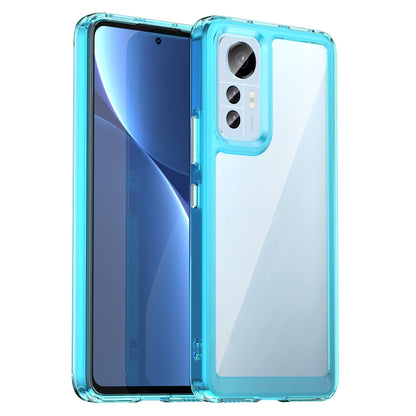 Transparent blue TPU shockproof phone case with camera cutouts