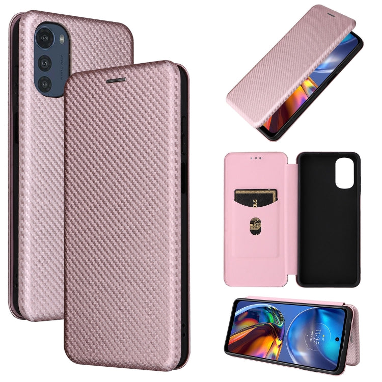 Pink carbon fiber texture magnetic flip leather phone case set with flip cover and back