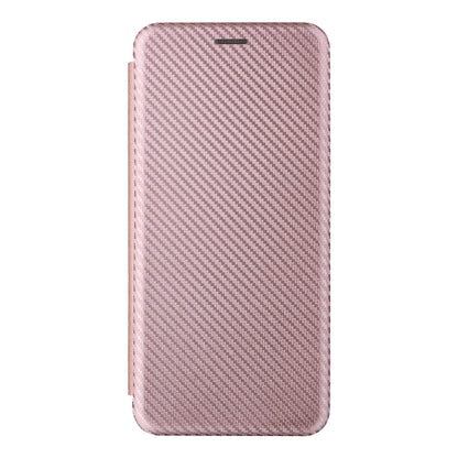 Pink carbon fiber texture flip phone case with magnetic closure, front view