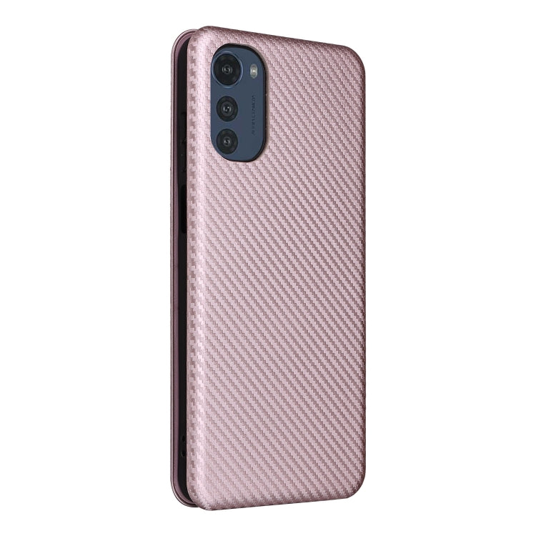 Pink carbon fiber texture flip phone case, back with camera cutouts