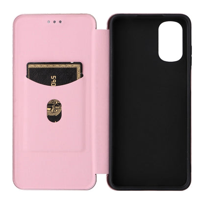 Pink magnetic flip phone case open view, showing card slots and back cover