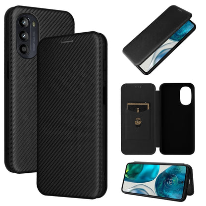 Magnetic carbon-fiber texture flip phone case with card slot, black.