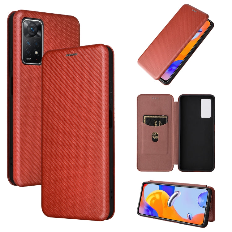 Red carbon-fiber textured leather phone case with magnetic horizontal flip cover and card slot