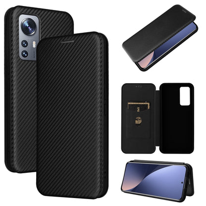 Black carbon-fiber textured leather phone case with magnetic horizontal flip cover and card slot