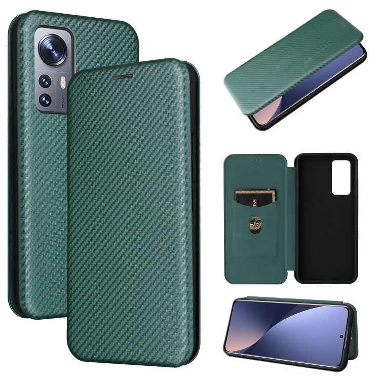 Green carbon-fiber textured leather phone case with magnetic horizontal flip cover and card slot
