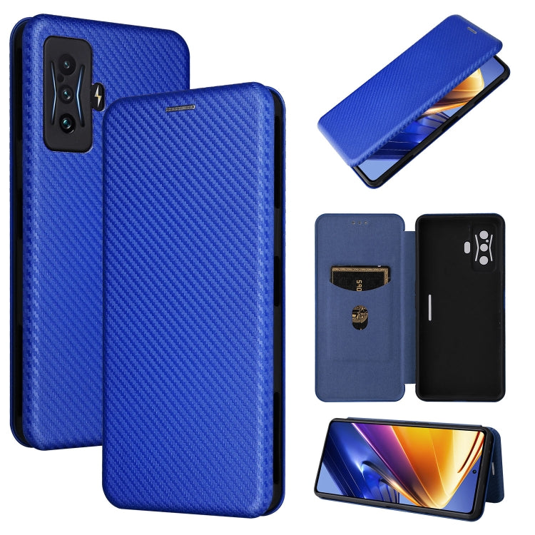 Blue carbon-fiber textured leather phone case with magnetic horizontal flip cover and card slot