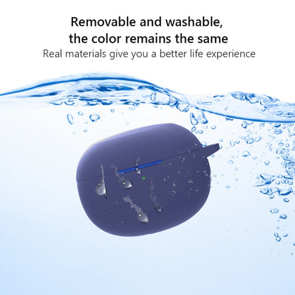 Blue silicone earphone protective case shown under water with bubbles