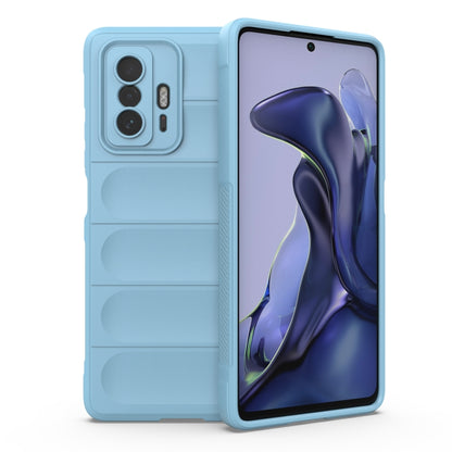 TPU flannel phone case with camera cutouts, light blue