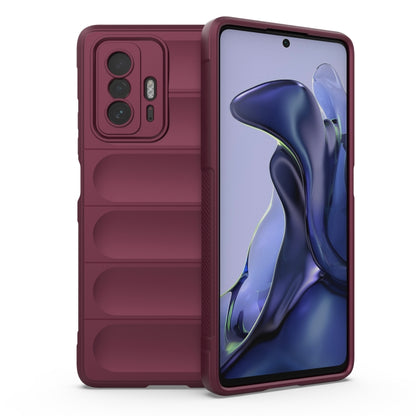 TPU flannel phone case with camera cutouts, wine red
