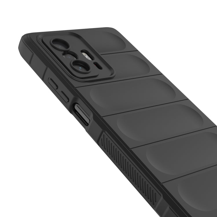 Black phone case side view with button openings and speaker/port cutouts