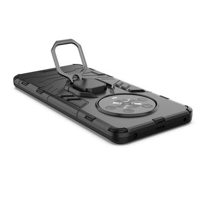 Shockproof phone case, black, kickstand and magnetic ring holder on back
