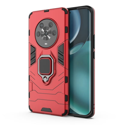 Shockproof phone case, red with magnetic ring holder and built-in kickstand