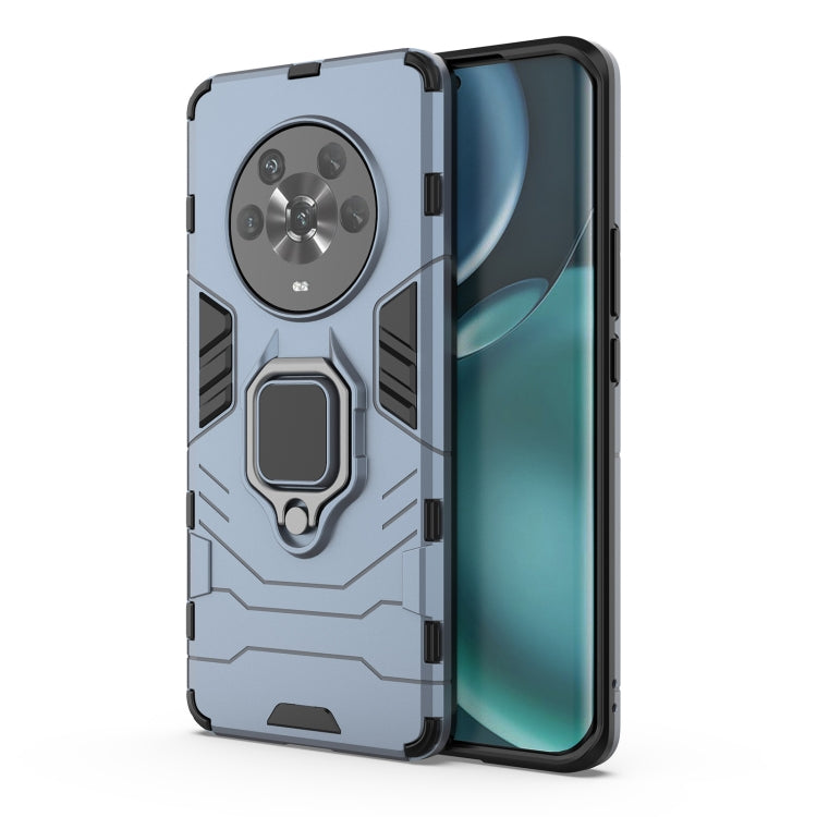 Shockproof phone case, navy blue with magnetic ring holder and built-in kickstand