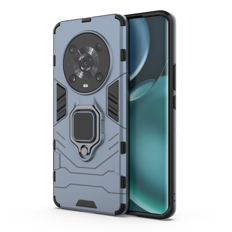 Navy protective phone case with magnetic ring holder, shockproof TPU/PC