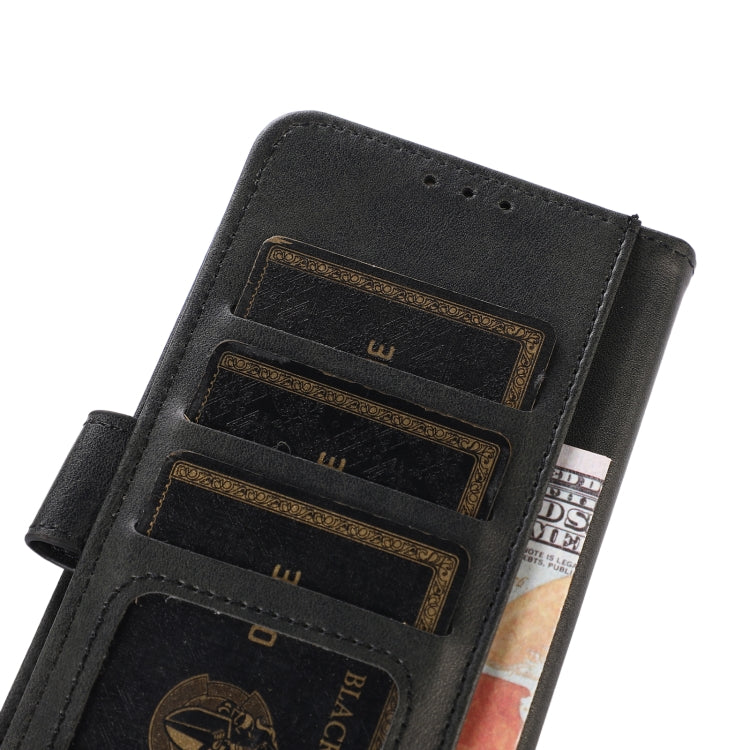 Black leather-style phone case interior with card slots and holder pocket