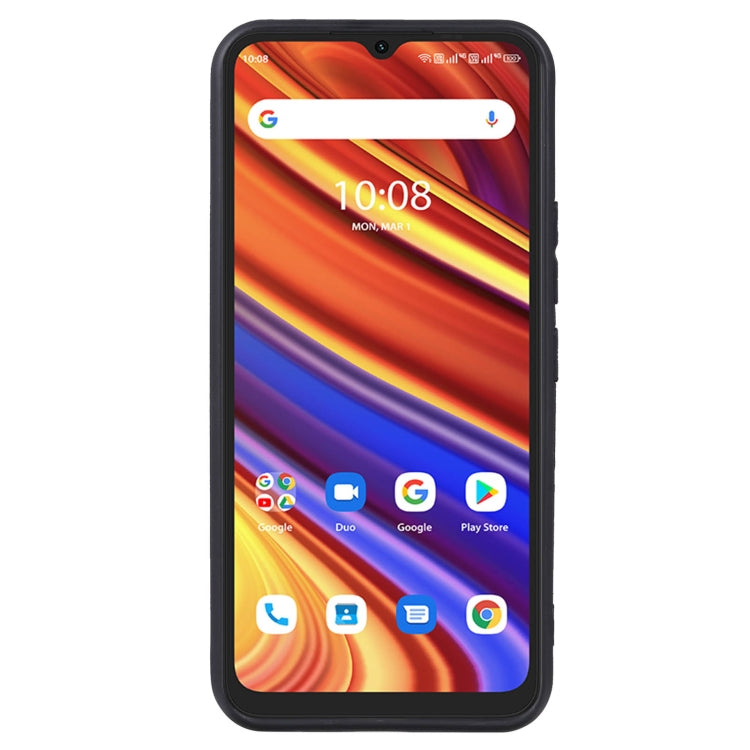 Black TPU phone case on a front-view phone with slim border.